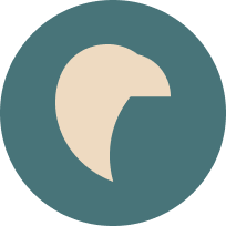 Here's a short alt tag for the image: `Abstract beige shape in teal circle`