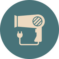 Here's an alt tag for the image: `Hair dryer icon`